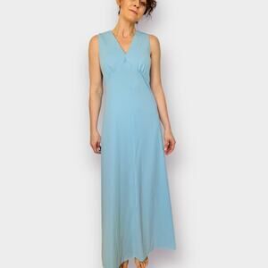 70s Montgomery Ward Blue Maxi Dress Size XL